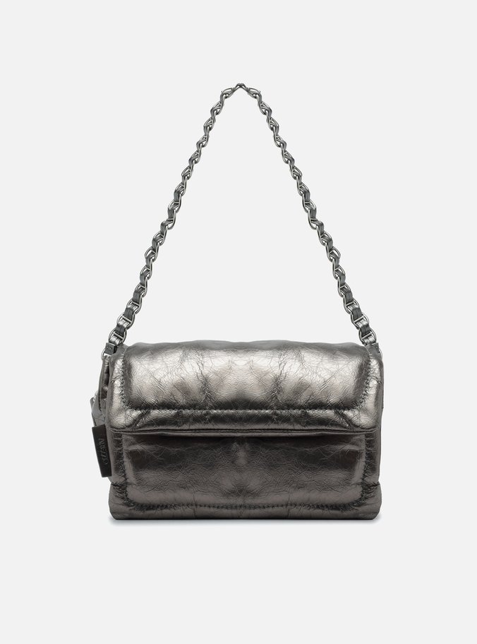 Bolsa Prata Couro Tiracolo Média