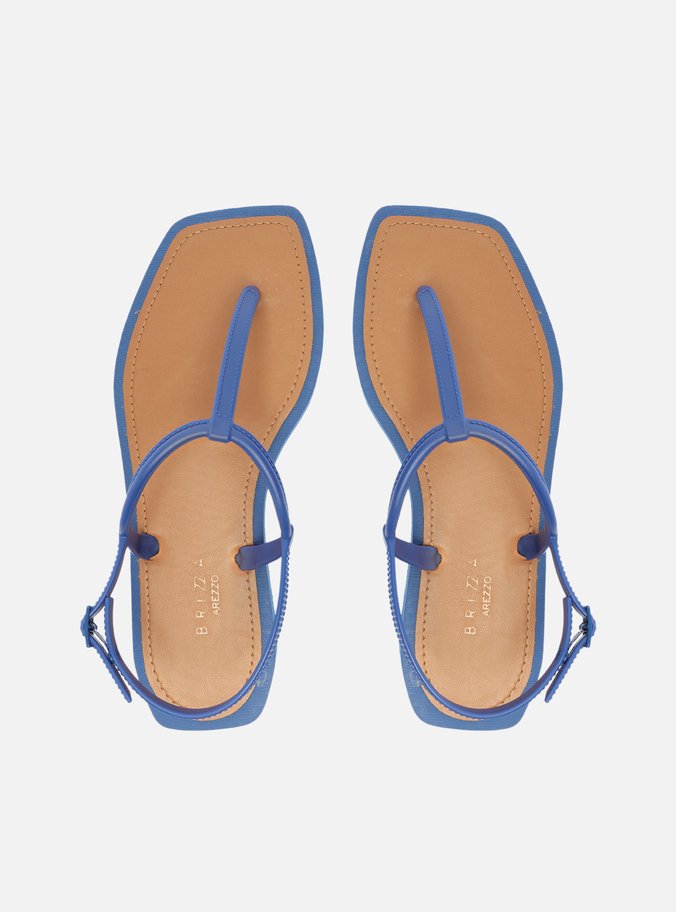 Sandália Rasteira Azul Cobalto Slim Square Brizza Arezzo