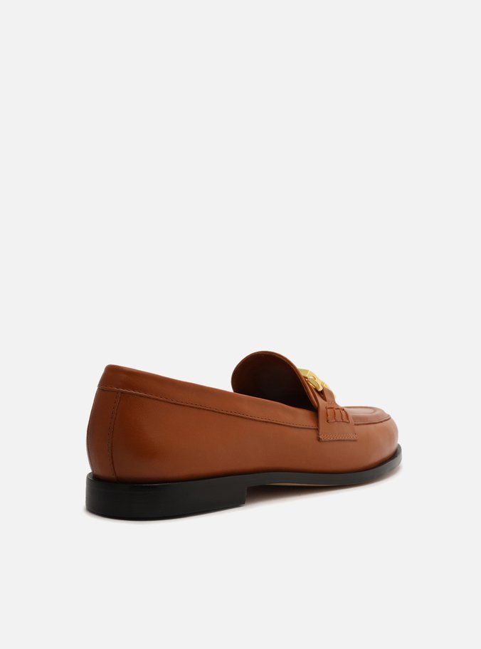 Mocassim Marrom Couro Metal Livia