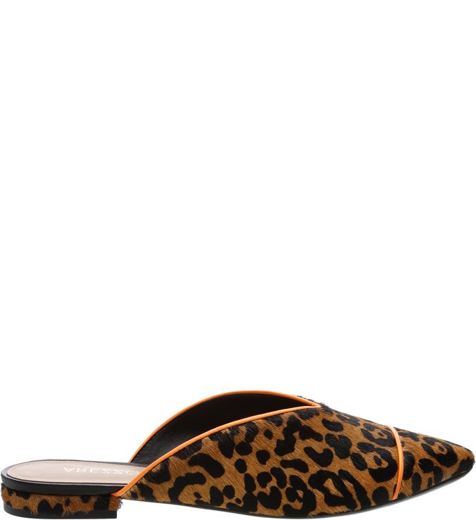 Mule Pelo Rasteira Animal Print e Neon