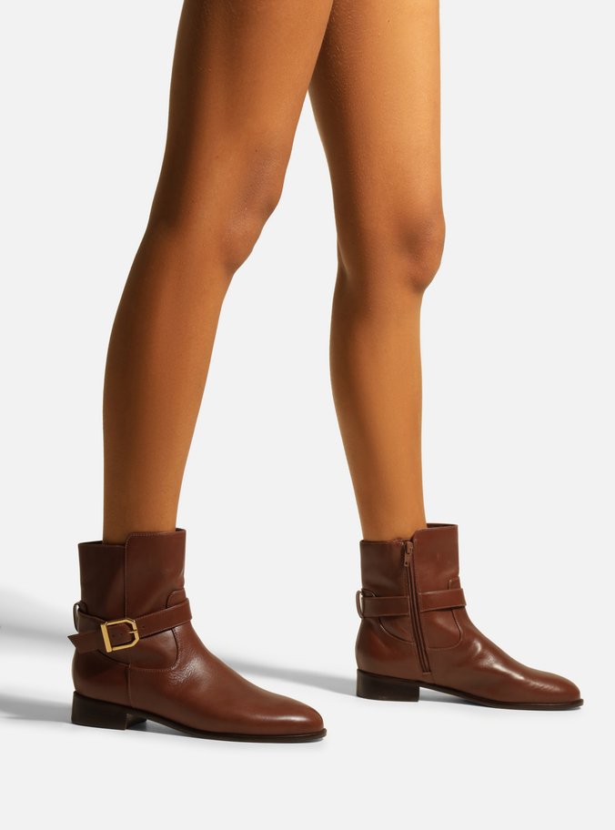 Bota Marrom Escuro Couro Cano Curto Savannah