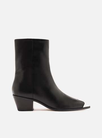 Bota Preta Couro Cano Curto West Cap Toe Metal