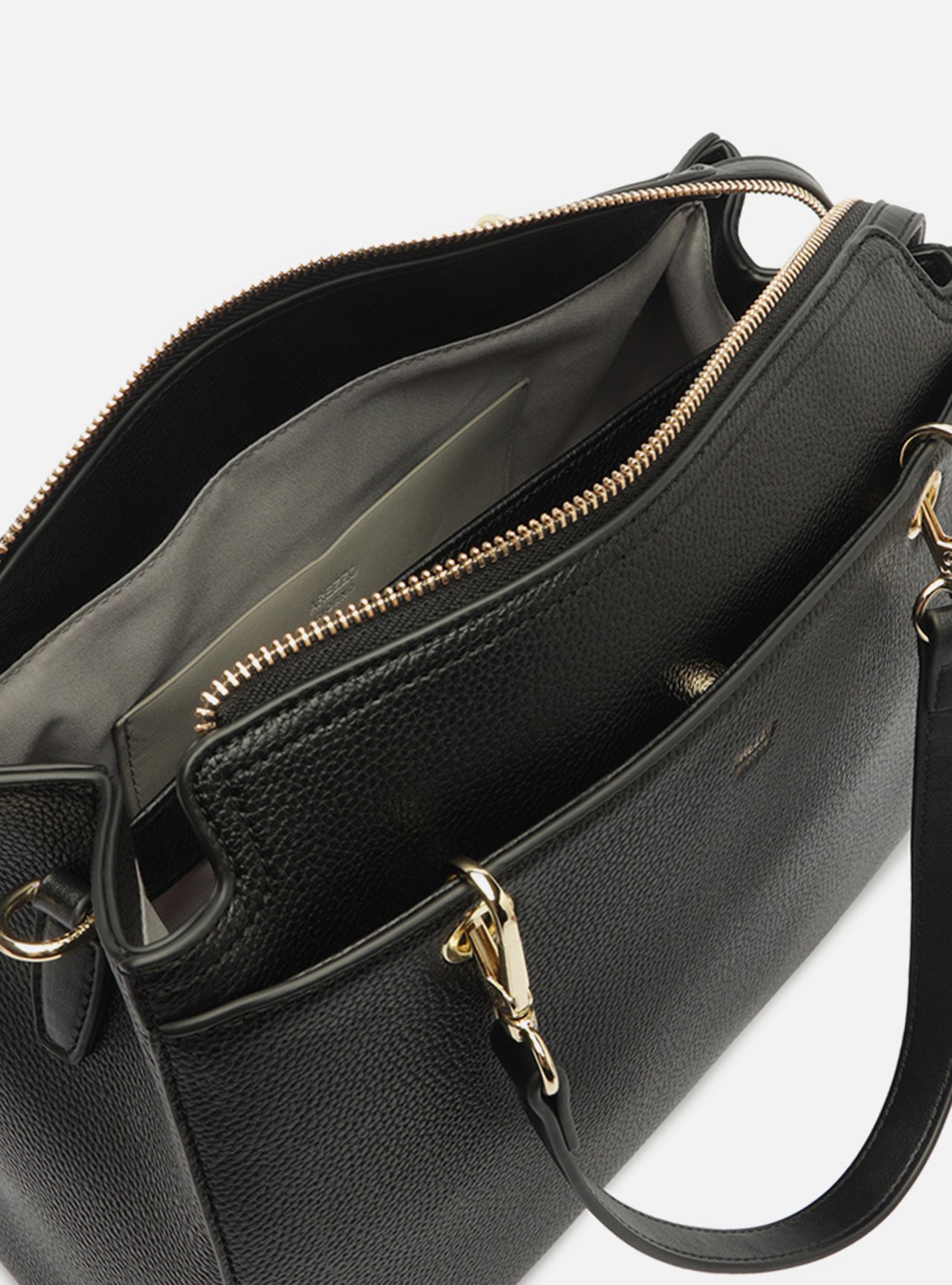 Bolsa Tote Preta Média Alças Metais — foto 4