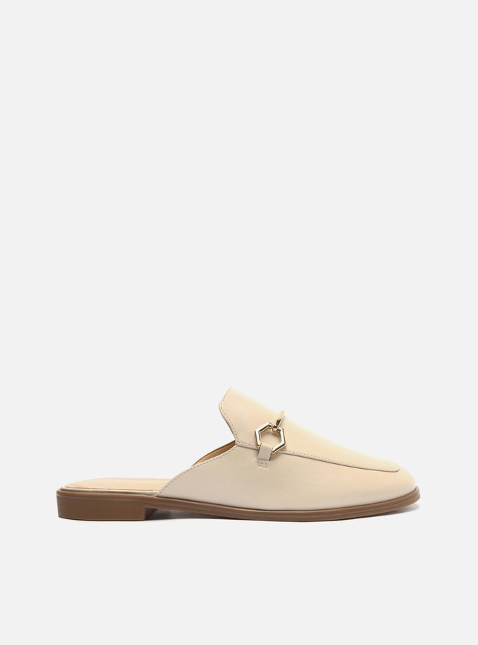 Mule Off-White Couro Bridão Balneário
