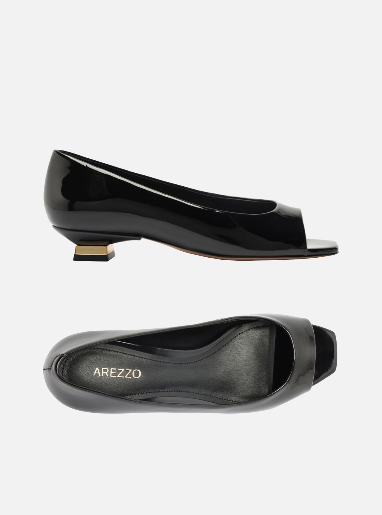 Scarpin Preto Verniz Salto Bloco Metais — foto 6