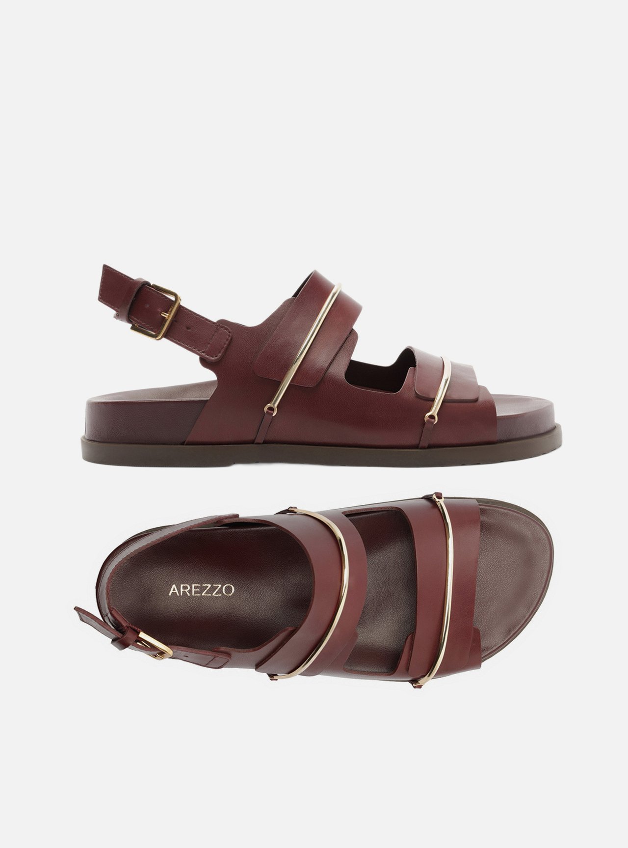 Sandália Papete Bordô Flatform Metais Dourados — foto 5