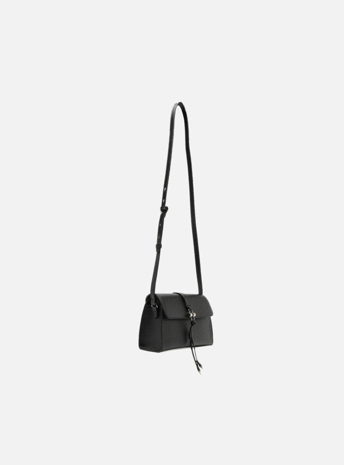 Bolsa Tiracolo Preta Pequena Detalhe Tiras Metal