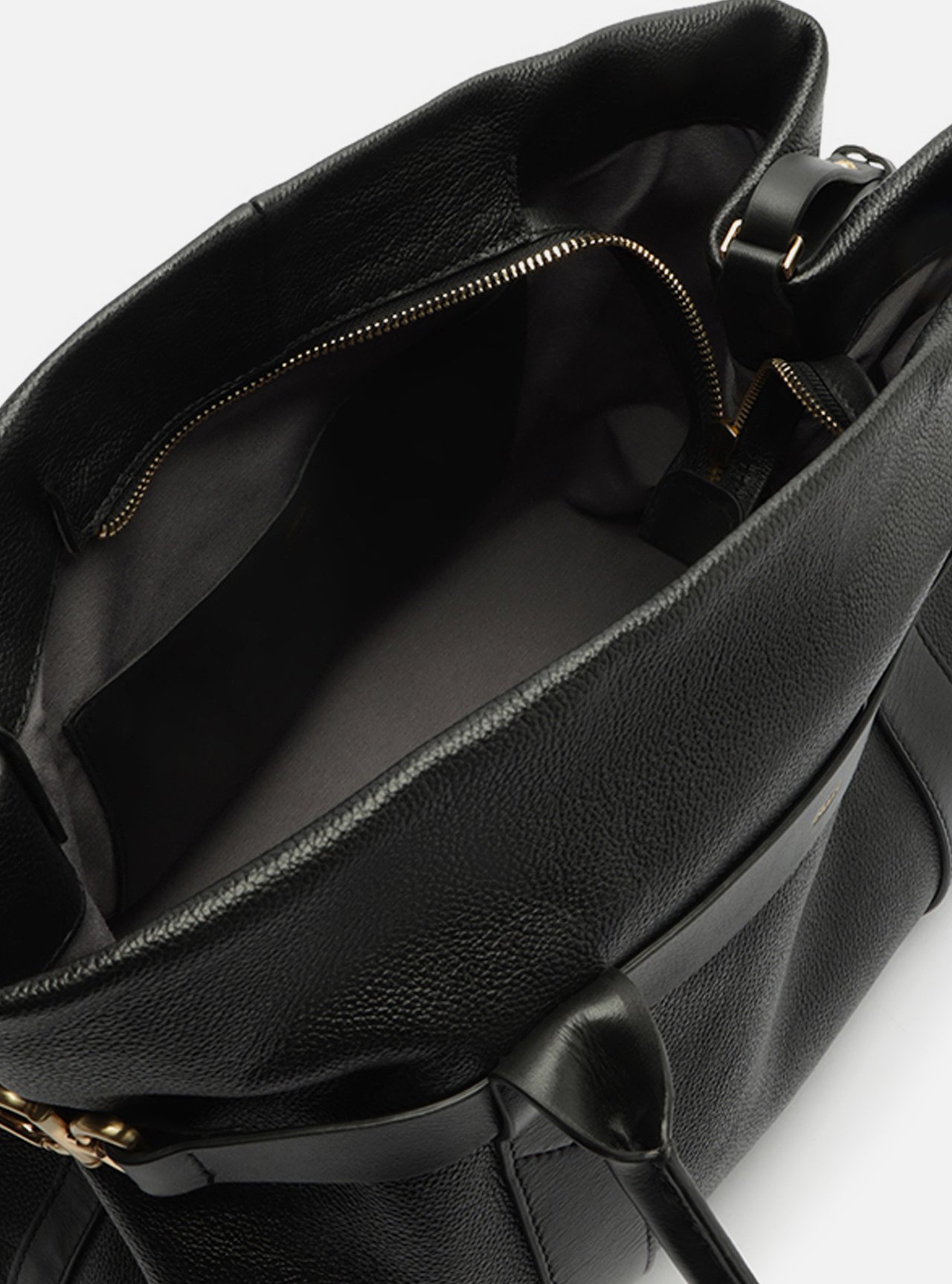 Bolsa Tote Preta Couro Grande Metais — foto 4