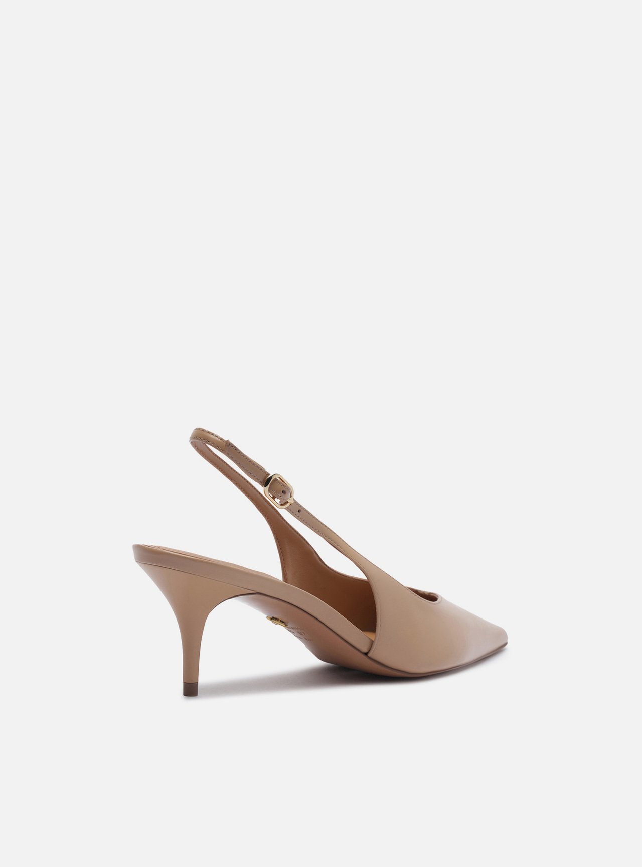 Scarpin Nude Couro Salto Fino Fivela Slingback — foto 3
