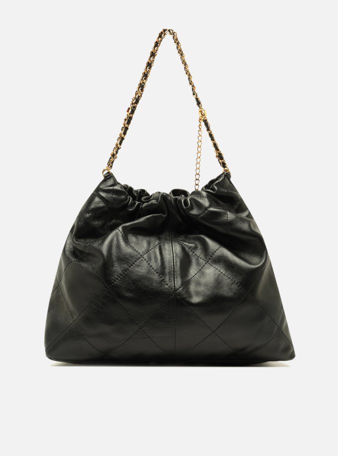 Bolsa Hobo Preta Couro Esther Grande