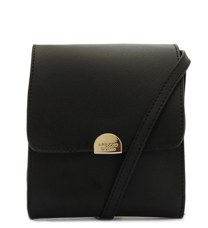 Bolsa Tiracolo Preta Estruturada Pequena