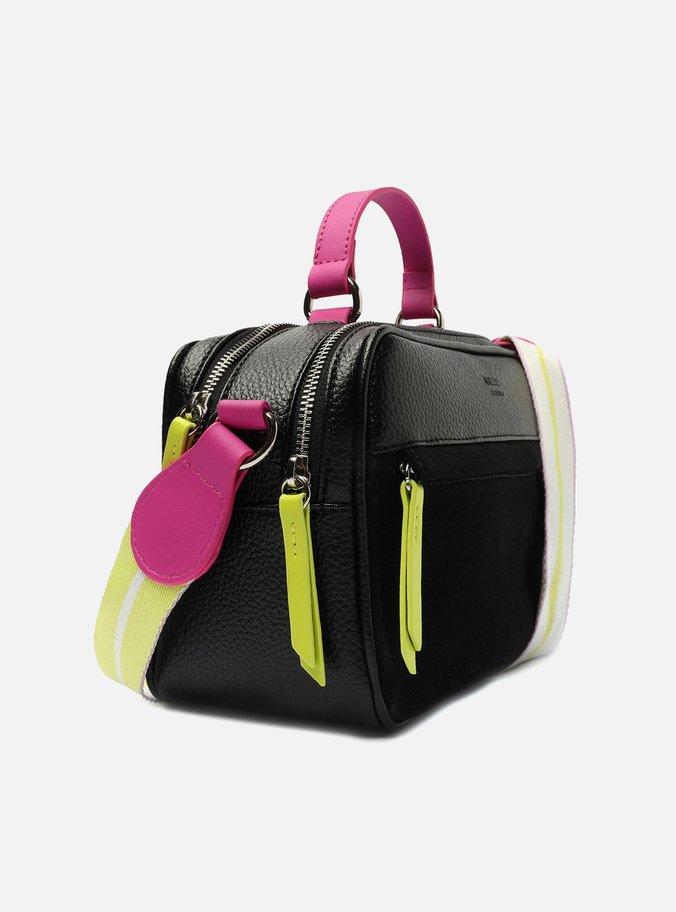 Bolsa Tiracolo Preta Prione Média Rosa