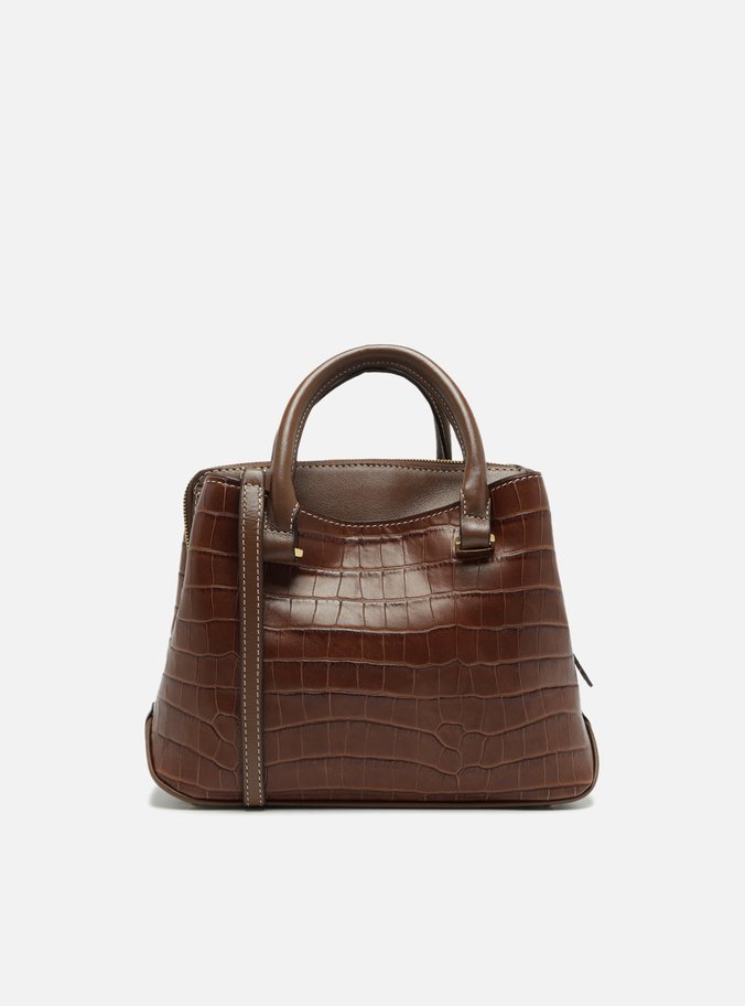 Bolsa Tote Marrom Couro Média Croco Charm