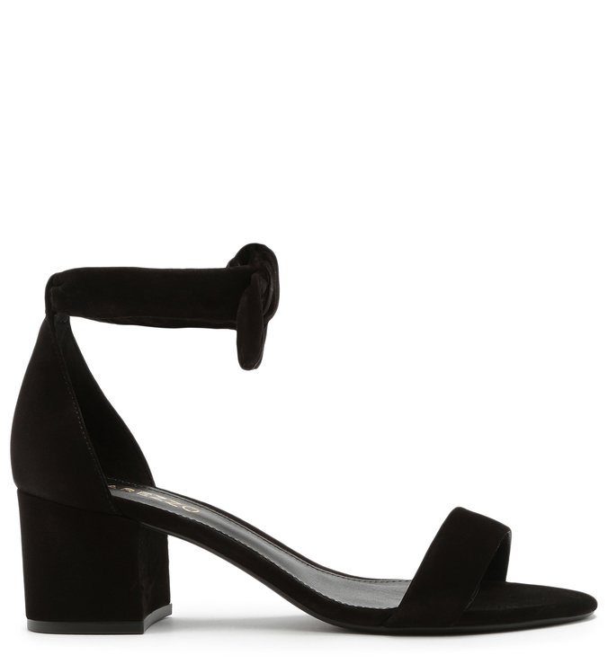 Sandália Nobuck Salto Médio Lace Up Romantic Preta