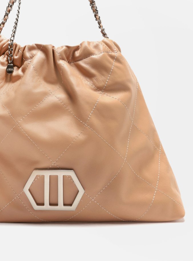 Bolsa Hobo Nude Couro Ester Grande