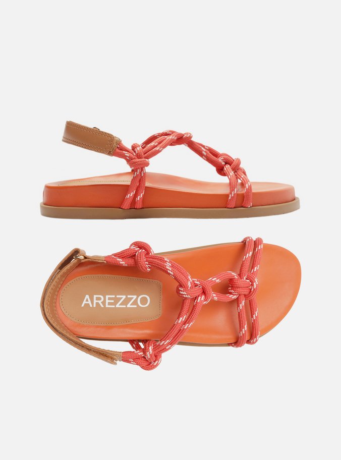 Sandália Papete Laranja Couro Custom Anklet