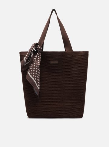 Arezzo — Bolsa Shopping Marrom Crochê Grande Lenço Brizza