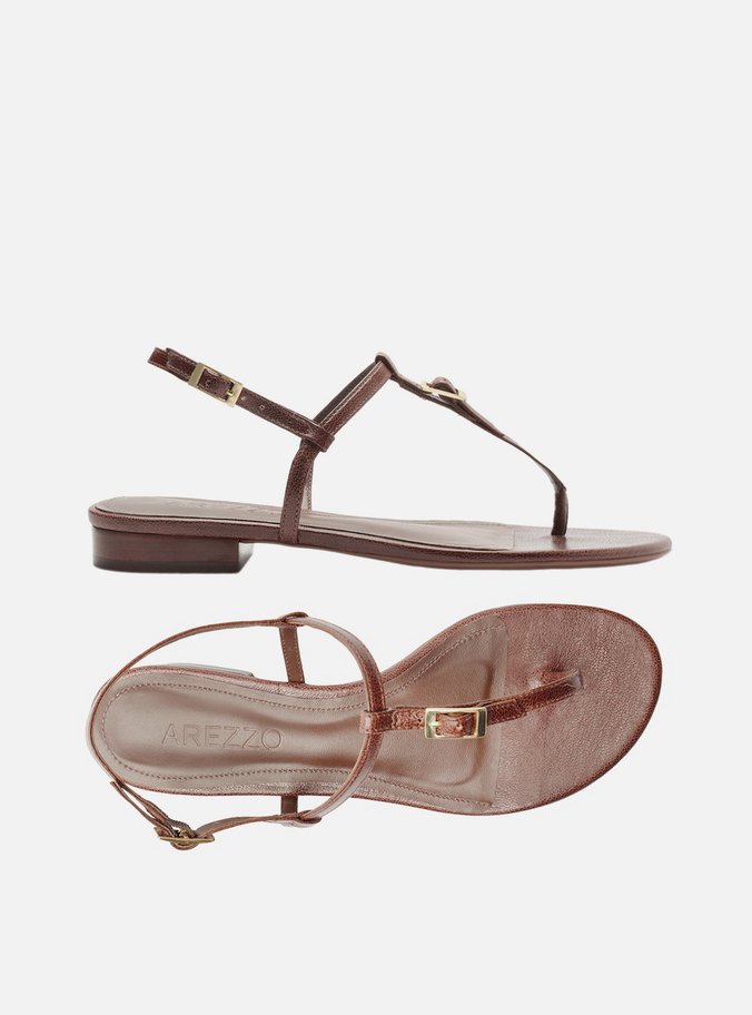 Sandália Marrom Dark Couro Slim Fivela