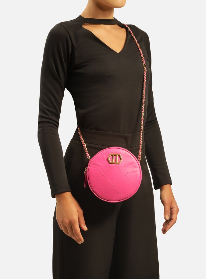 Bolsa Tiracolo Rosa Couro Ester Pequena