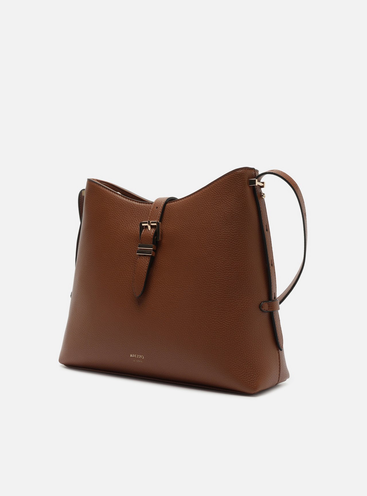 Bolsa Tiracolo Marrom Grande Fivela Dourada — foto 2