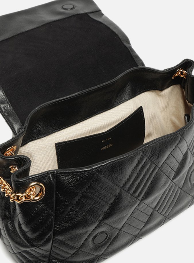 Bolsa Tiracolo Preta Couro Matelassê Grande