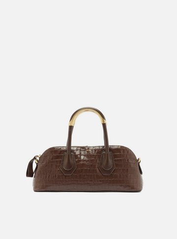 Arezzo — Bolsa Tote Marrom Croco Couro Média