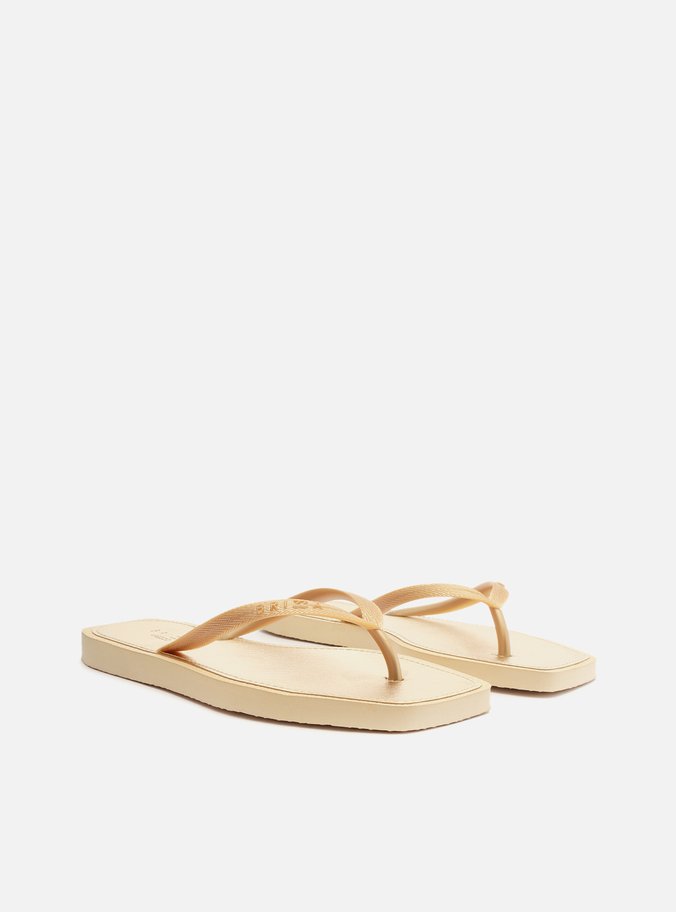 Chinelo de Dedo Dourado Recouro Metal Square