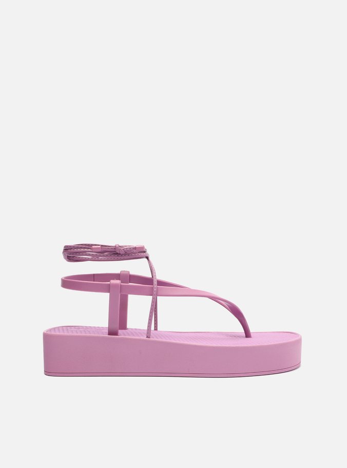 Sandália Roxa Flatform Amarração Brizza