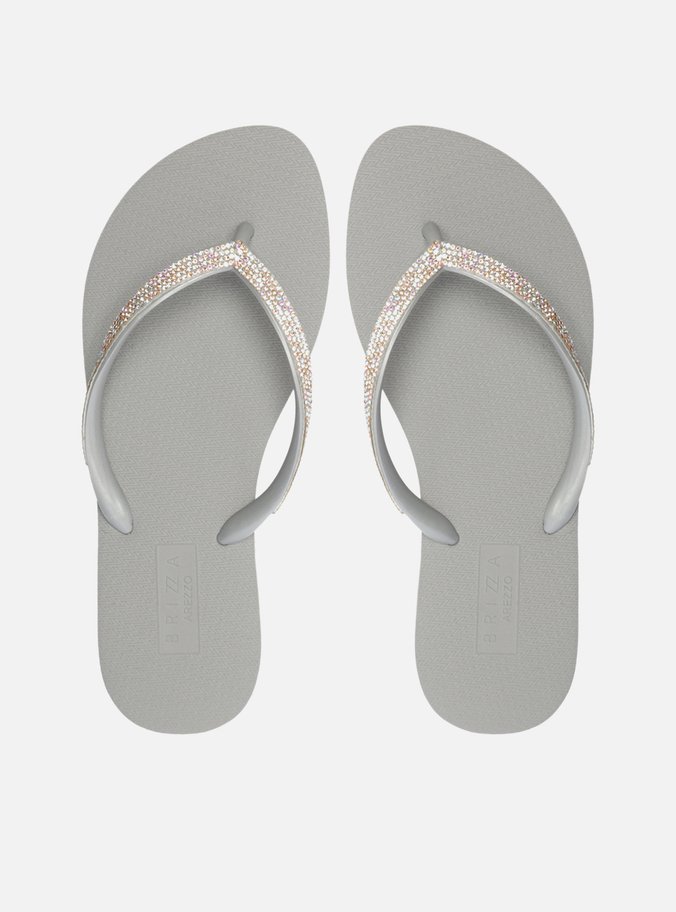 Chinelo de Dedo Prateado Strass Essential Brizza