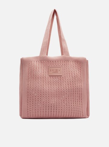 Arezzo — Bolsa Shopping Rosa Knit Grande Brizza