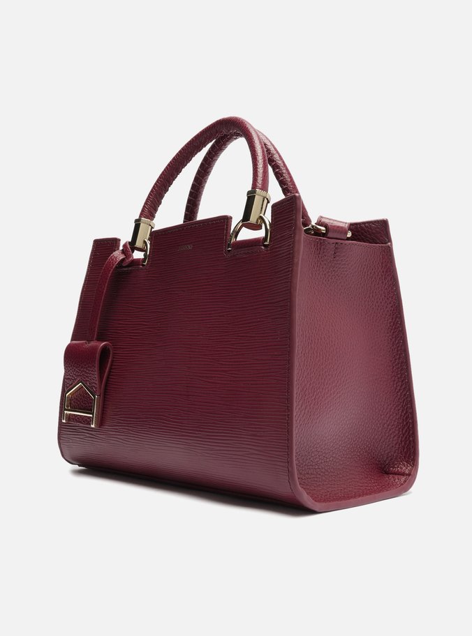 Bolsa Tote Vinho Couro Abraccio Média