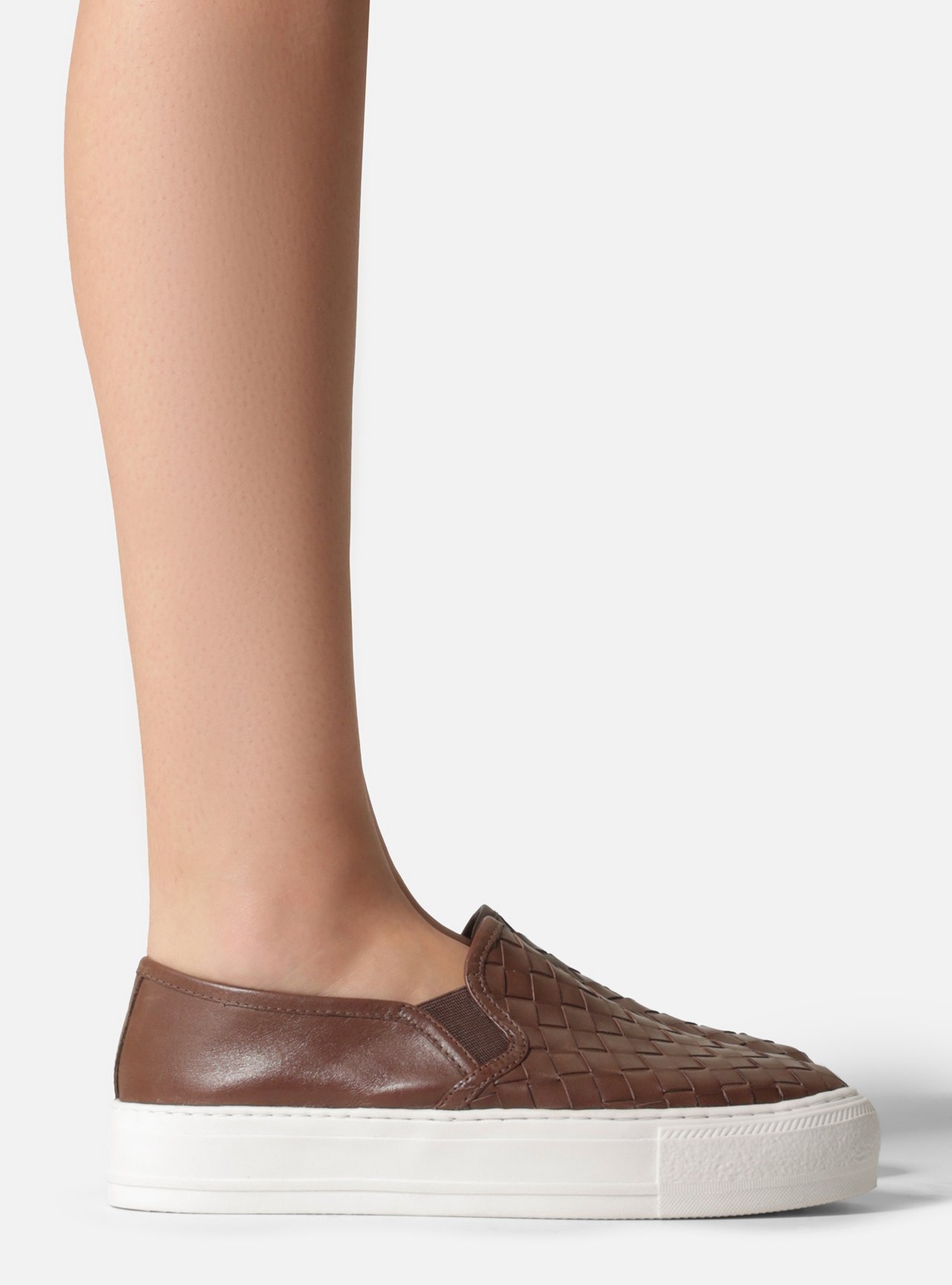 Tênis Marrom Couro Salto Flatform Tressê — foto 6