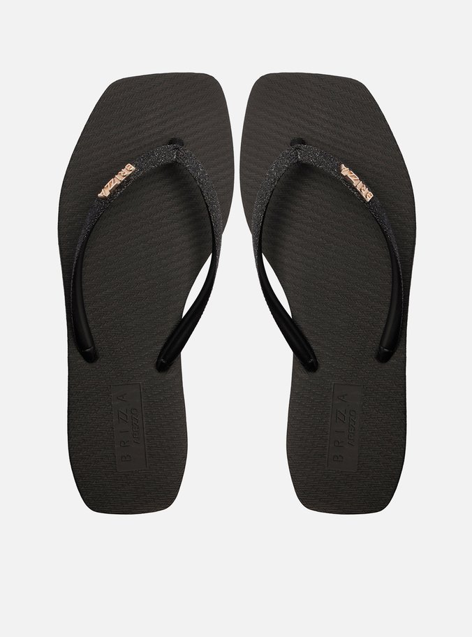 Chinelo de Dedo Preto Glitter Square Brizza