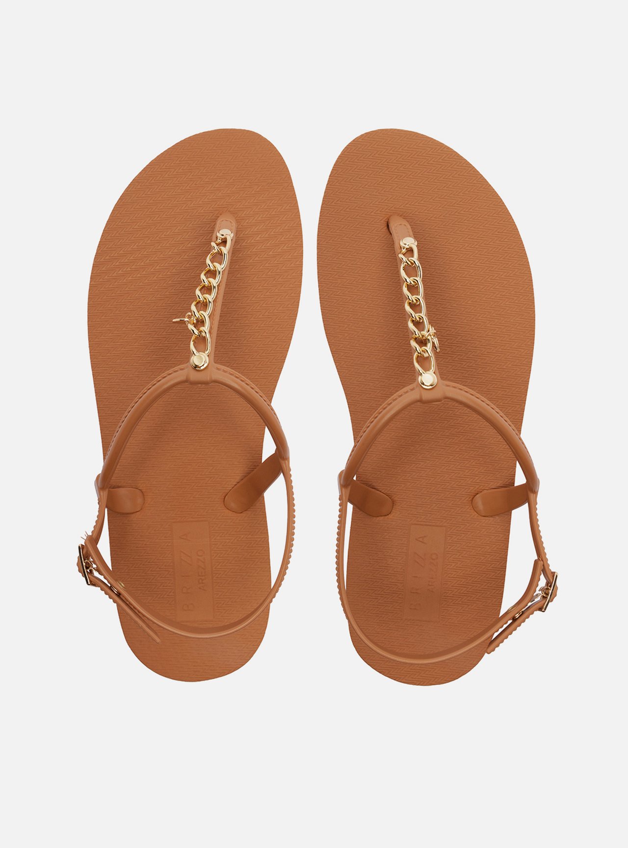 Chinelo de Dedo Nude Corrente Dourada Brizza — foto 3