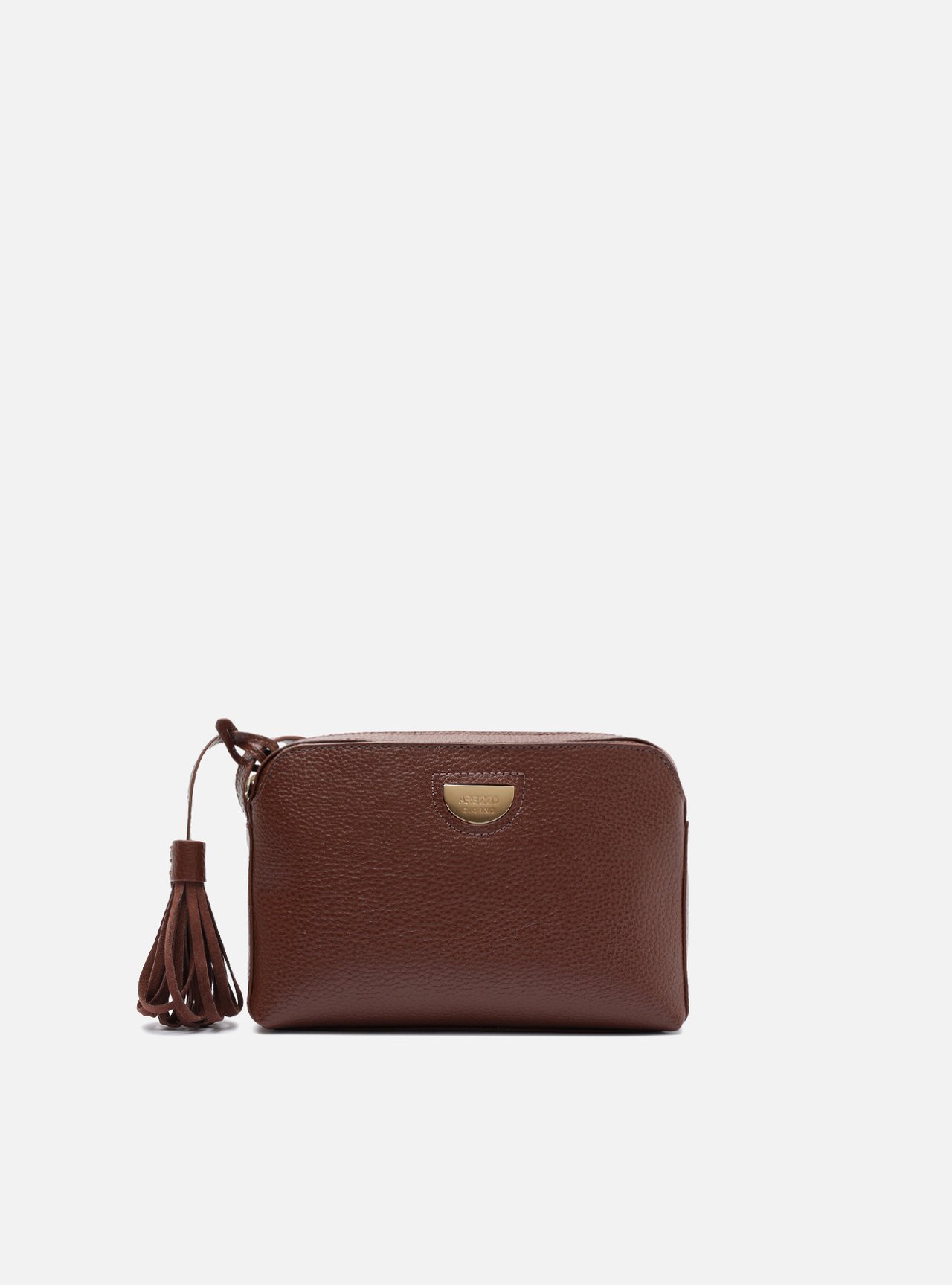 Bolsa Tiracolo Marrom Granulada Franja — foto 1