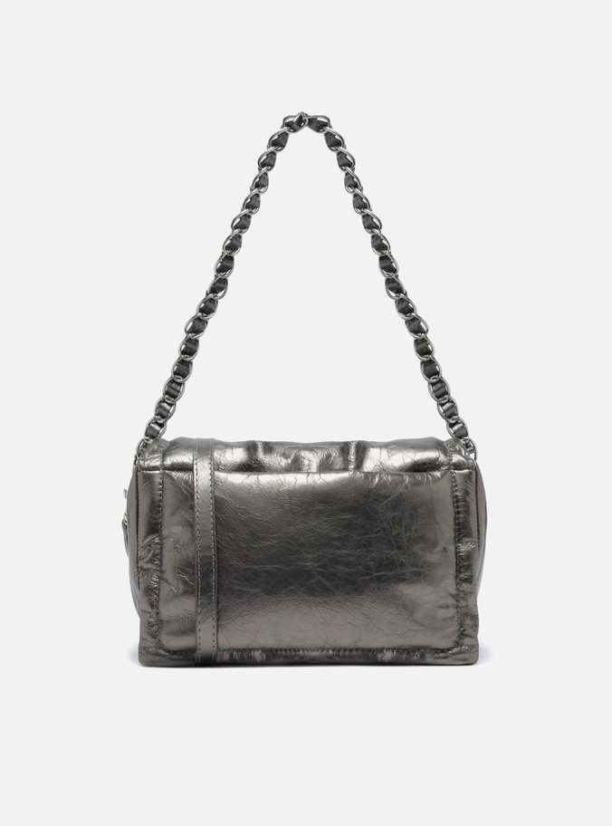 Bolsa Prata Couro Tiracolo Média