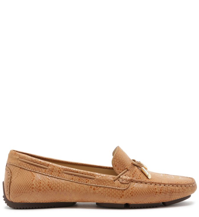 Mocassim Nobuck Snake Lacinho Tan