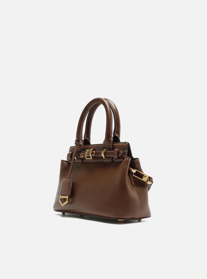 Bolsa Tote Marrom Couro Pequena Bag Charm Victória