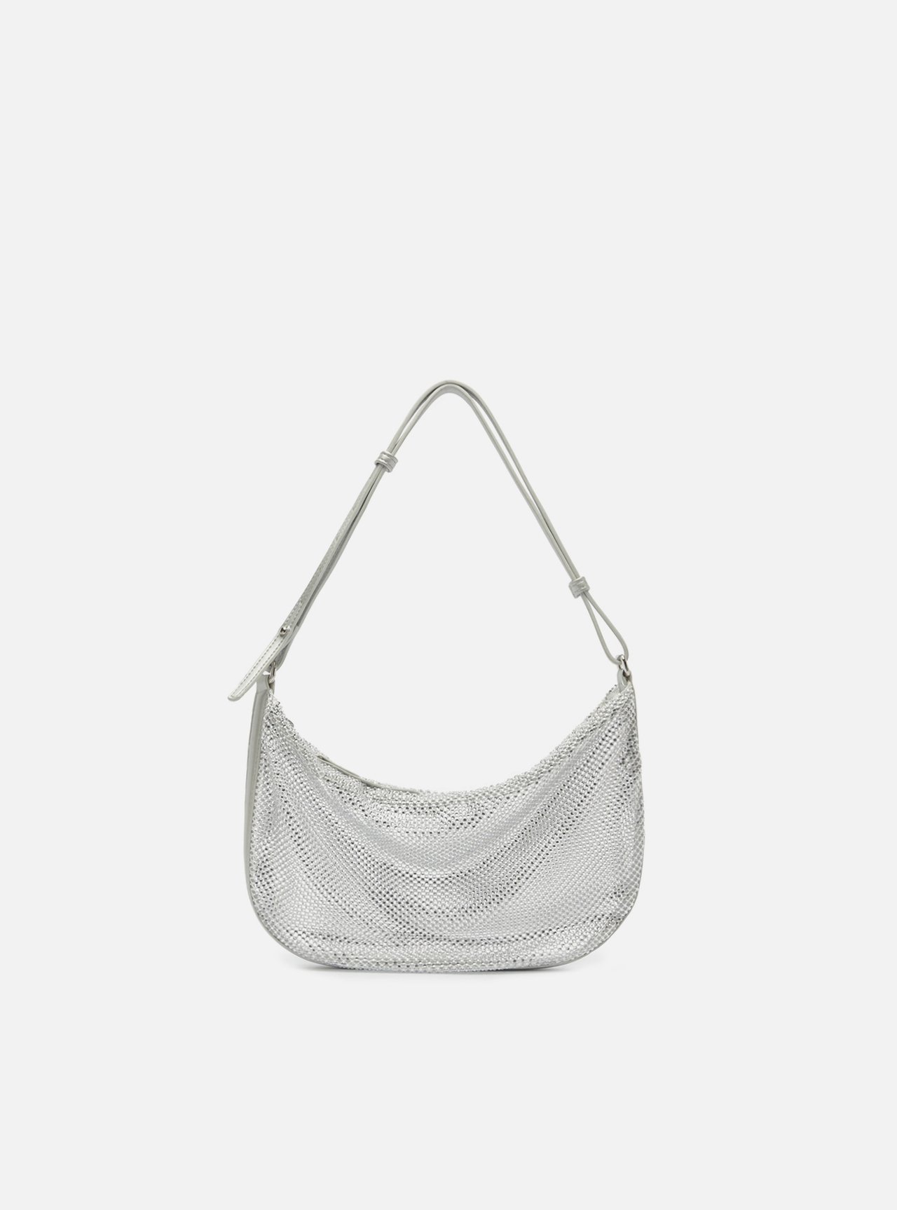 Bolsa Shoulder Prata Tela Strass Pequena — foto 6