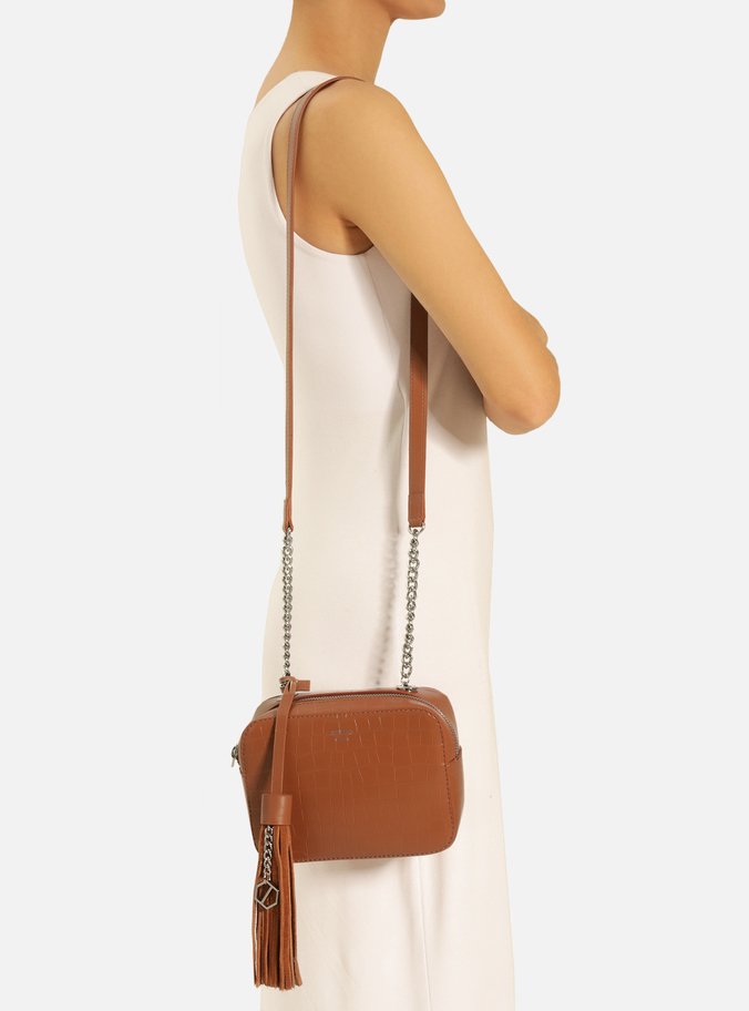 Bolsa Tiracolo Marrom Croco Valentina Pequena