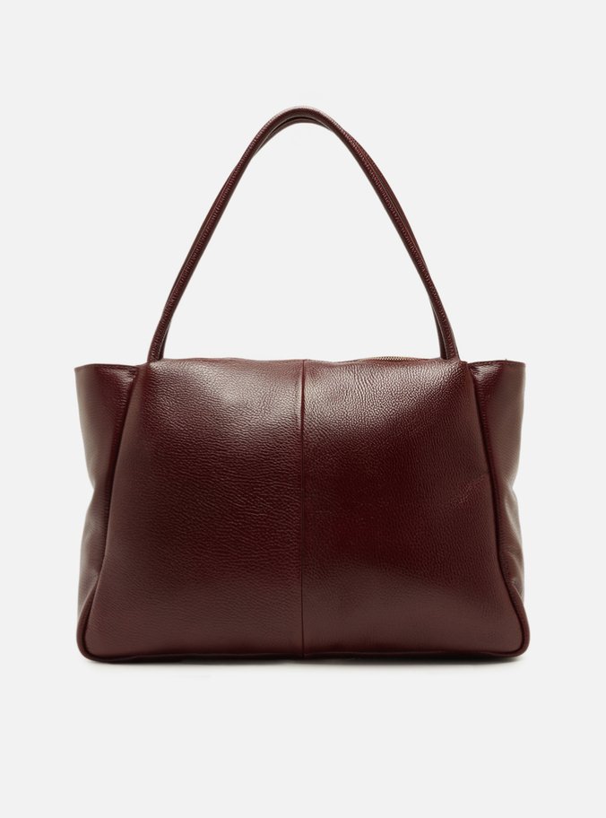 Bolsa Shopping Vinho Couro Grande Tag Metal
