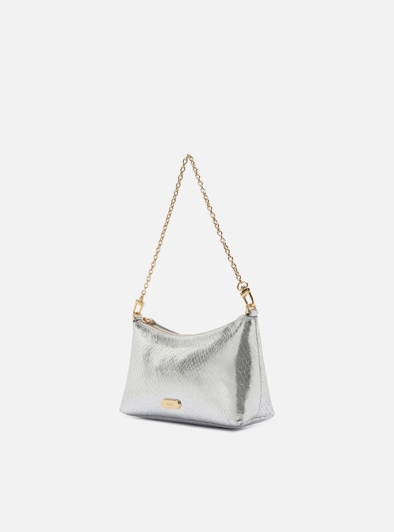 Bolsa Shoulder Preta Couro Média Snake Corrente — foto 2