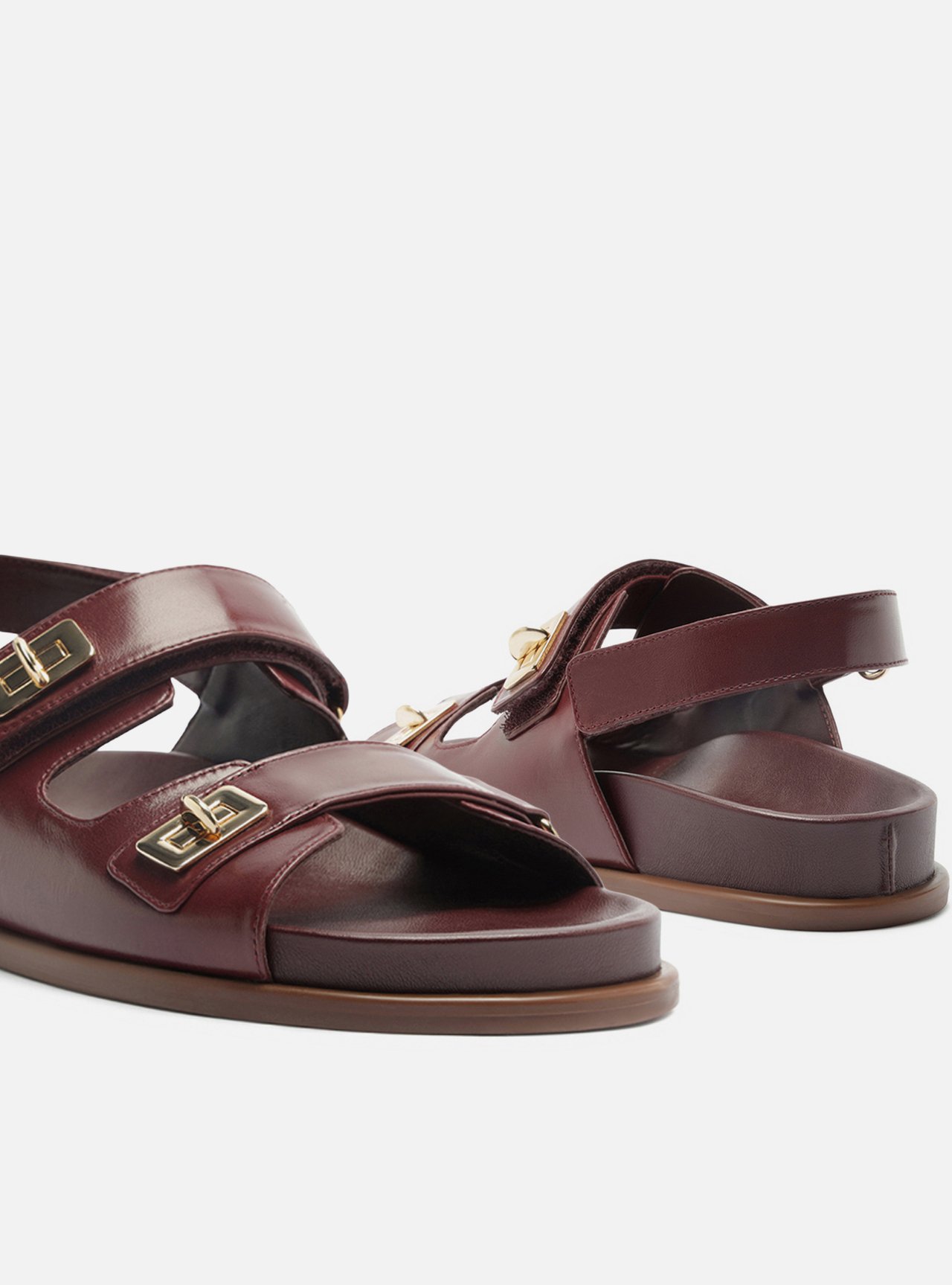 Sandália Papete Bordô Couro Flatform Metais — foto 4