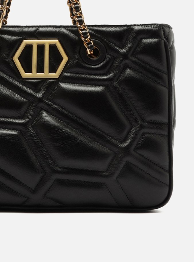 Bolsa Shopping Preta Couro Emma Grande