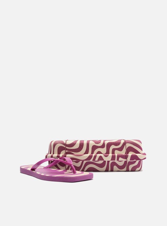 Chinelo de Dedo Roxo Estampado Square e Bag Brizza