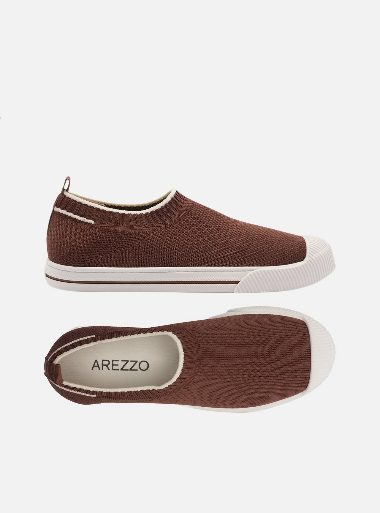 Tênis Slip On Marrom Knit Detalhe Branco — foto 5