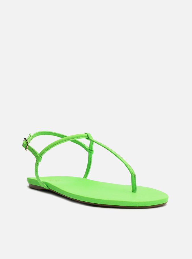 Sandália Rasteira Verde Neon Slim Básica