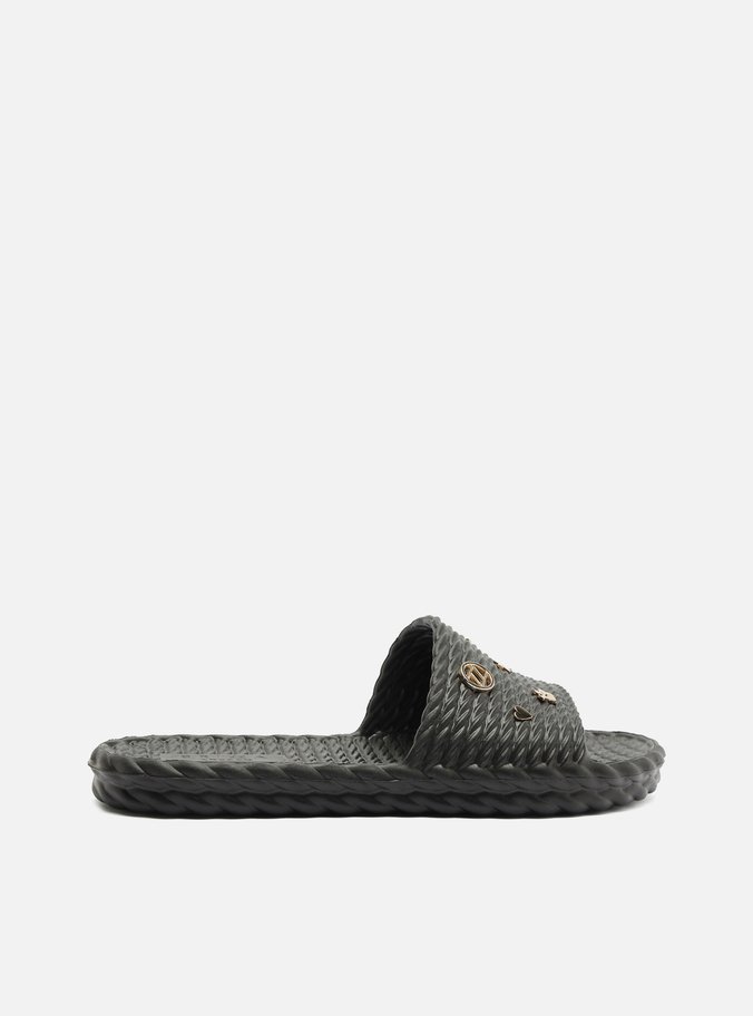 Slide Preta Flatform Metais Brizza