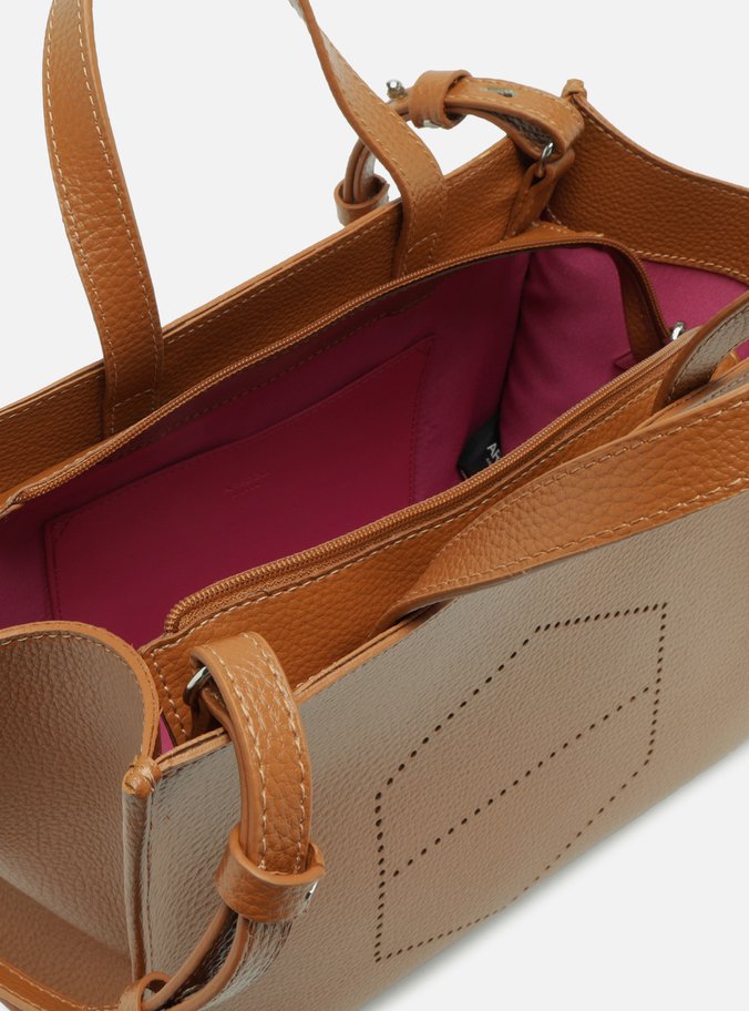 Bolsa Tote Marrom Grande Logo Perfurado