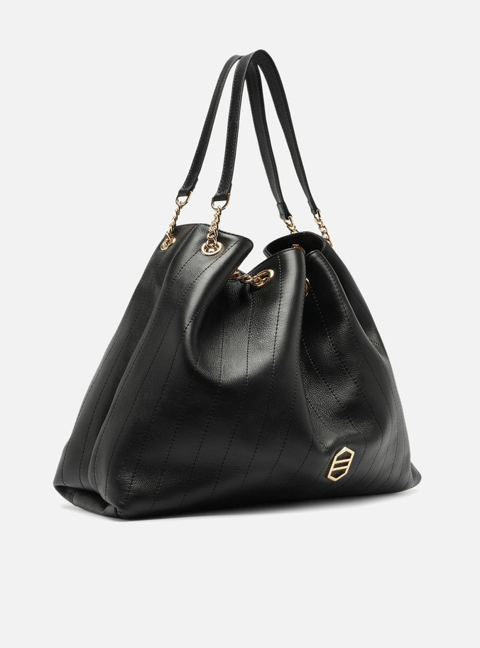 Bolsa Hobo Preta Couro Grande Matelassê